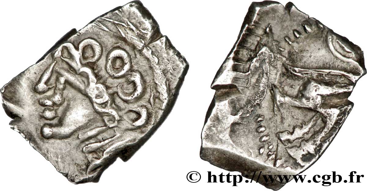 GALLIEN - SÜDWESTGALLIEN - RUTENI (Region die Rodez) Drachme “au sanglier”, à la grosse tête bouclée, S. 440 VZ