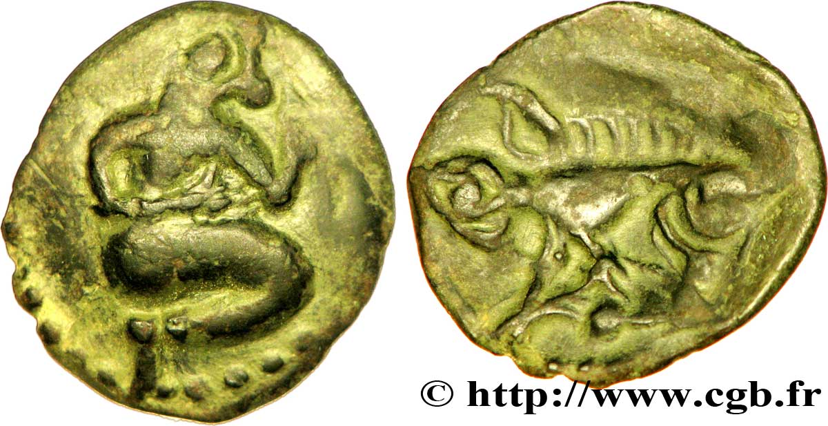 GALLIA - BELGICA - BELLOVACI (Regione di Beauvais) Bronze au personnage agenouillé et au sanglier VF