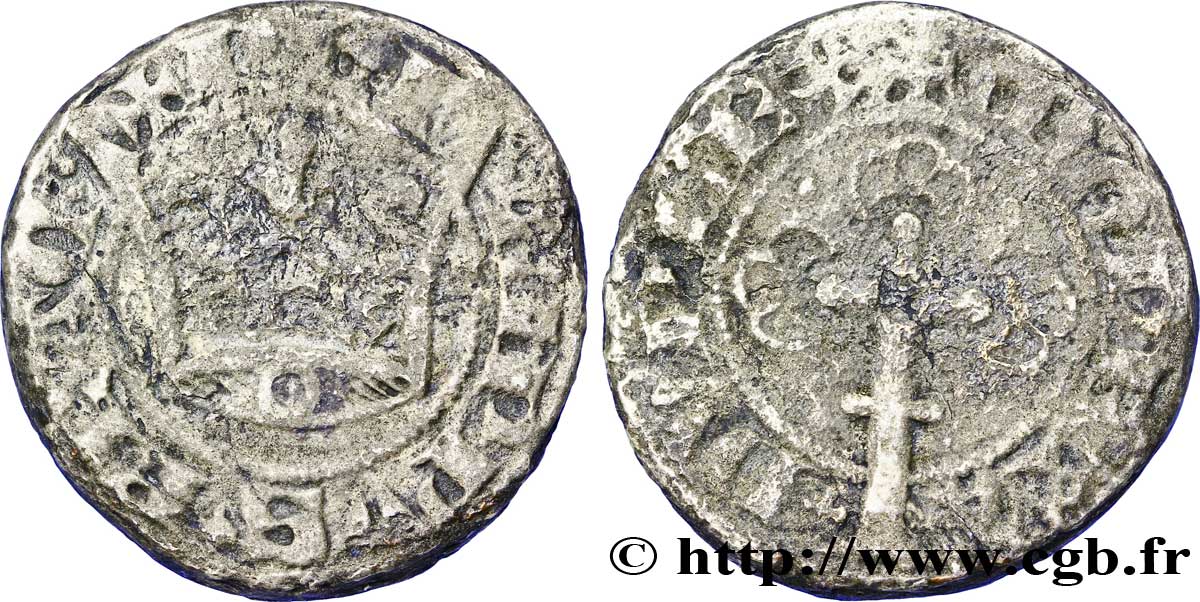 FILIPPO VI OF VALOIS Piéfort du double tournois, 2e type 27/12/1348  q.BB