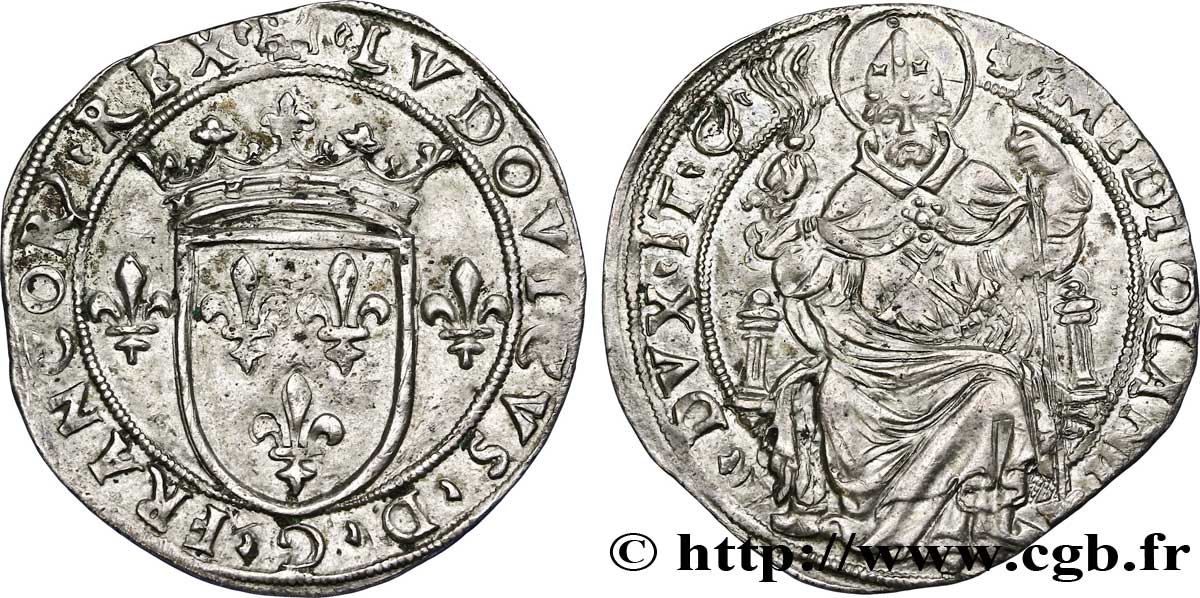 ITALIE - DUCHÉ DE MILAN - LOUIS XII Gros royal de six sous c. 1500-1512 Milan TTB+/TTB