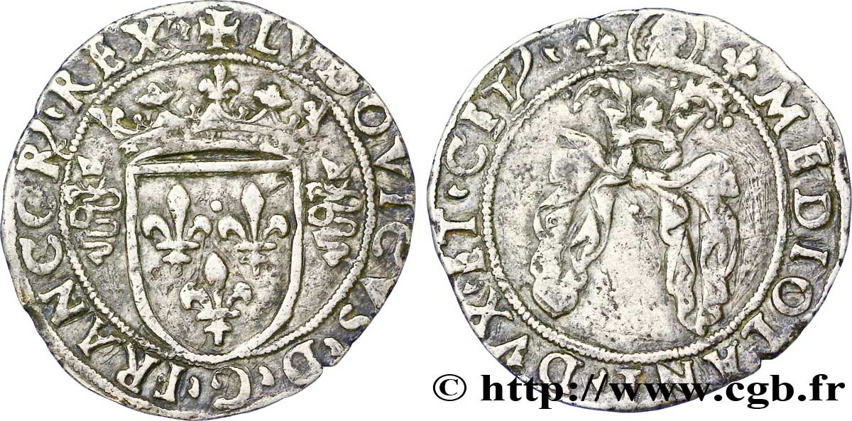 ITALIE - DUCHÉ DE MILAN - LOUIS XII Bissone ou gros royal de 3 sous c. 1500-1512 Milan TTB