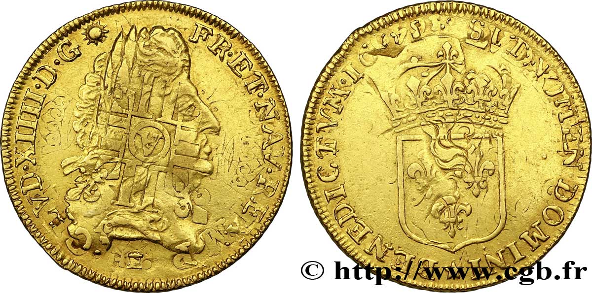 LOUIS XIV LE GRAND OU LE ROI SOLEIL Louis d or à l écu 1691 Limoges ? TB+