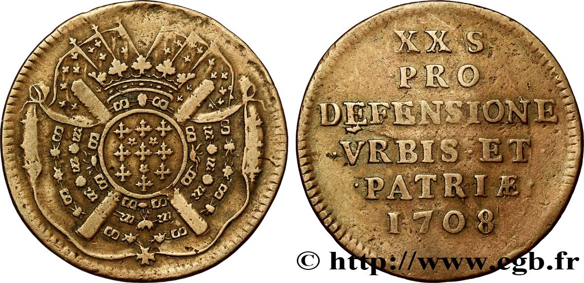 FLANDERS - SIEGE OF LILLE Vingt sols, monnaie obsidionale XF/VF