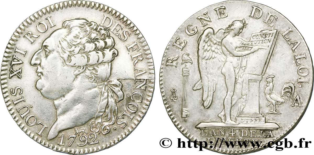 LOUIS XVI (MONARQUE CONSTITUTIONNEL)  Demi-écu dit  au génie , type FRANÇOIS 1792 Paris TTB+