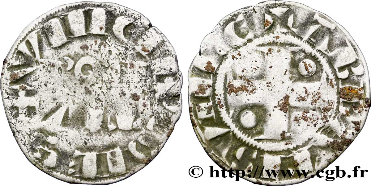 PICARDIE COMT DE PONTHIEU GUILLAUME III Denier Parisis V54 0298 PICARDIE COMT DE PONTHIEU GUILLAUME III Denier Parisis V54 0298