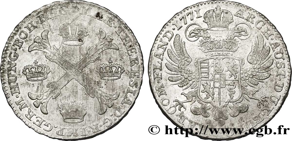 AUSTRIAN NETHERLANDS - DUCHY OF BRABANT - MARIA-THERESA Kronenthaler ou couronne d argent 1771 Bruxelles XF/AU