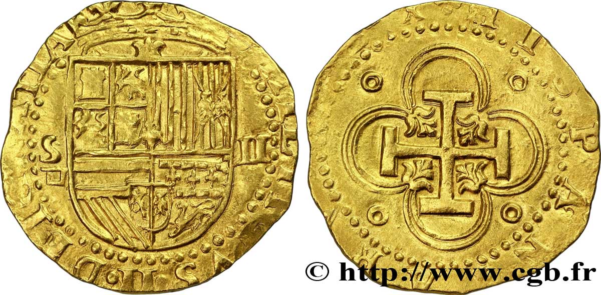 SPAIN - PHILIPPE II OF HABSBOURG Double écu d’or n.d. Séville AU