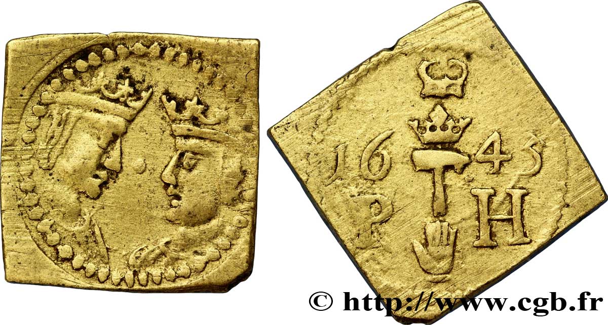 SPAIN - KINGDOM OF SPAIN - ISABELLA AND FERDINAND THE CATHOLIC MONARCHS Poids monétaire pour l’excellente 1645 Anvers XF
