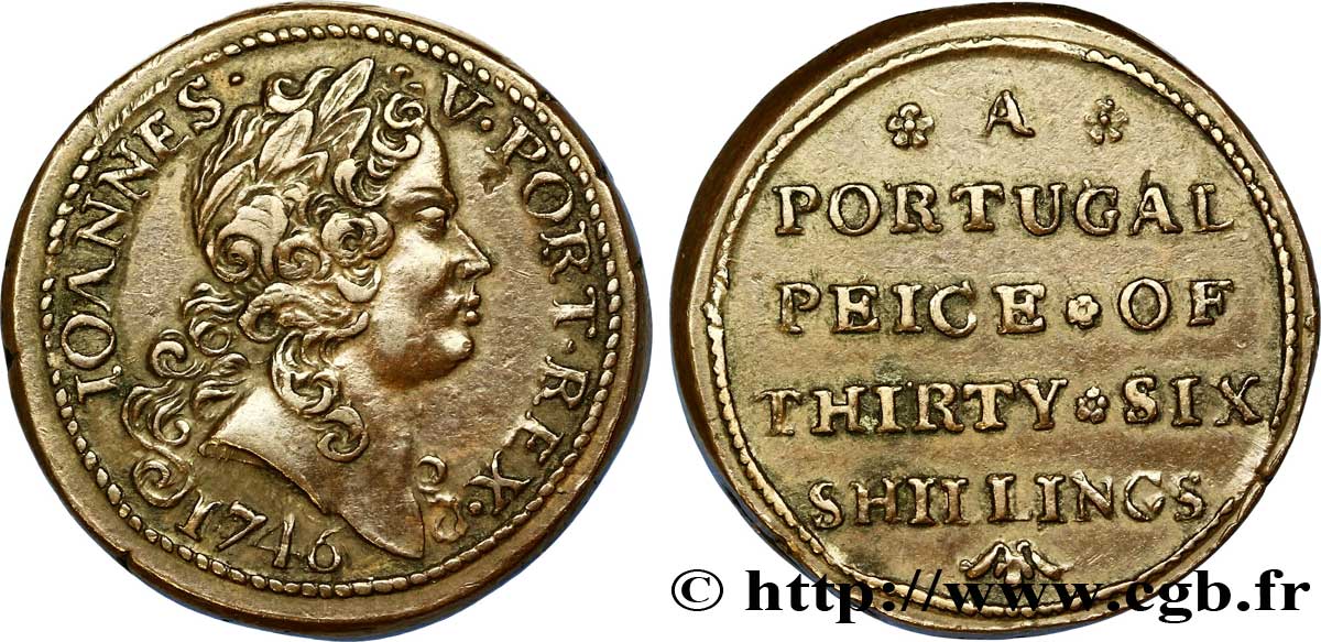 PORTUGAL (ROYAUME DE) ET BRÉSIL - JEAN V Poids monétaire pour les pièces d’or de 6.400 reis du Brésil 1746  q.SPL