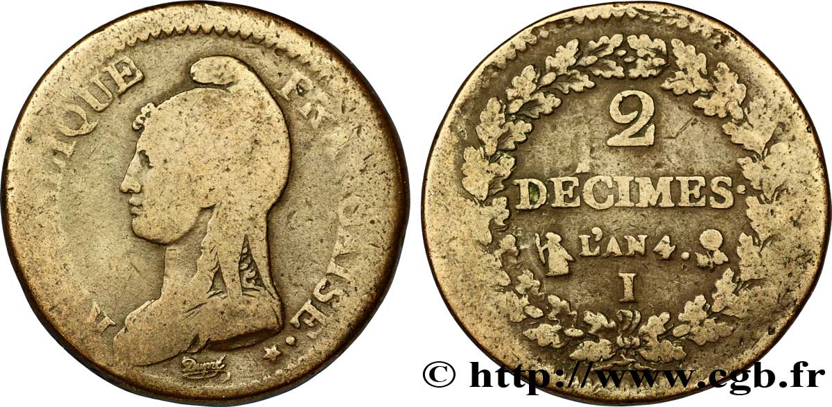2 décimes Dupré 1796 Limoges F.145/6 B 