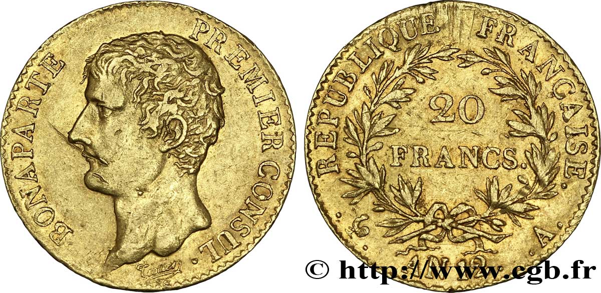 20 francs or Bonaparte Premier Consul 1804 Paris F.510/2 AU 