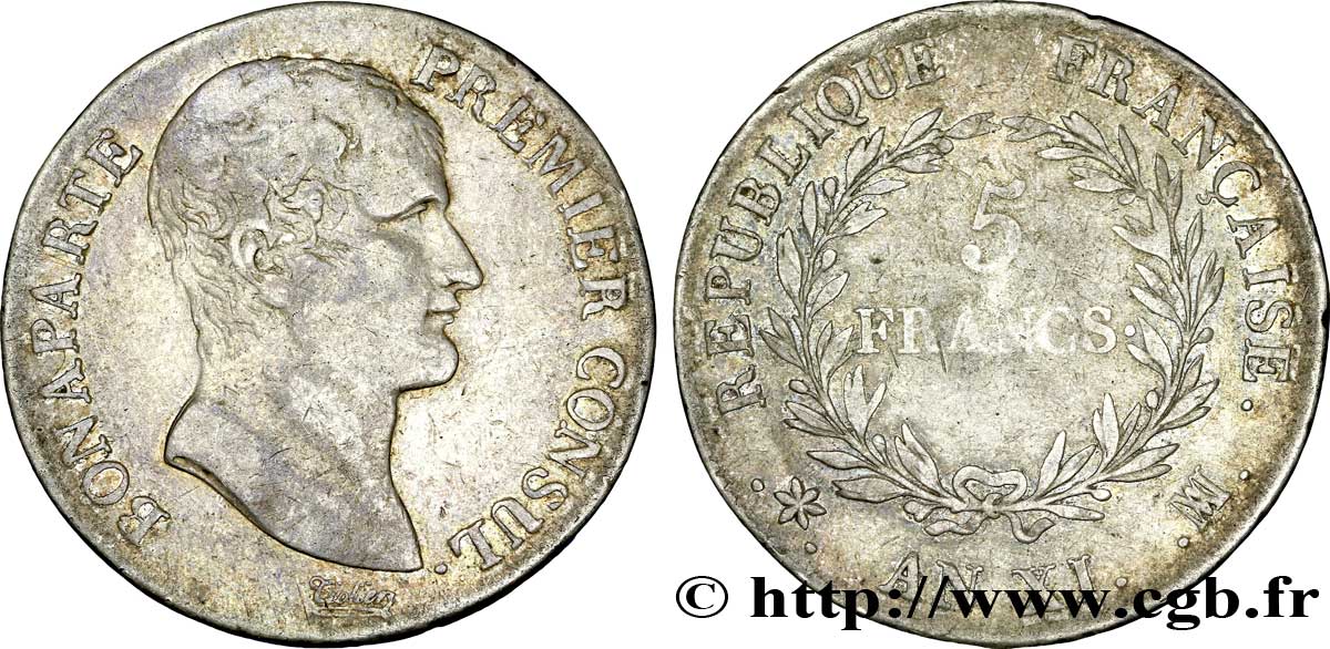 5 francs Bonaparte Premier Consul 1803 Marseille F.301/6 MB 