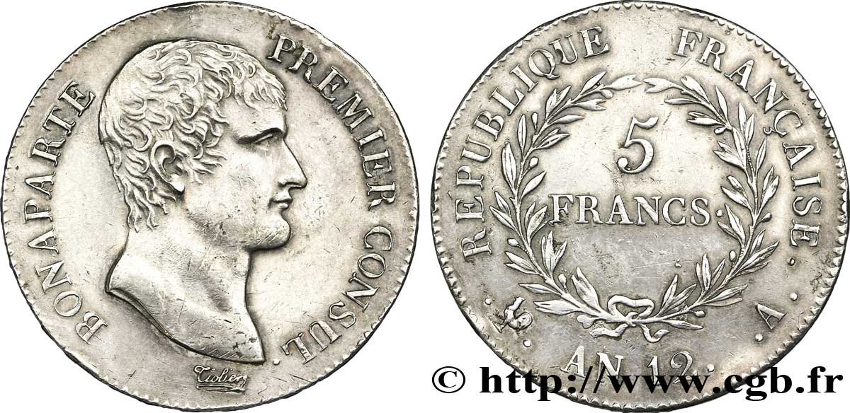 5 francs Bonaparte Premier Consul 1804 Paris F.301/9 SUP 