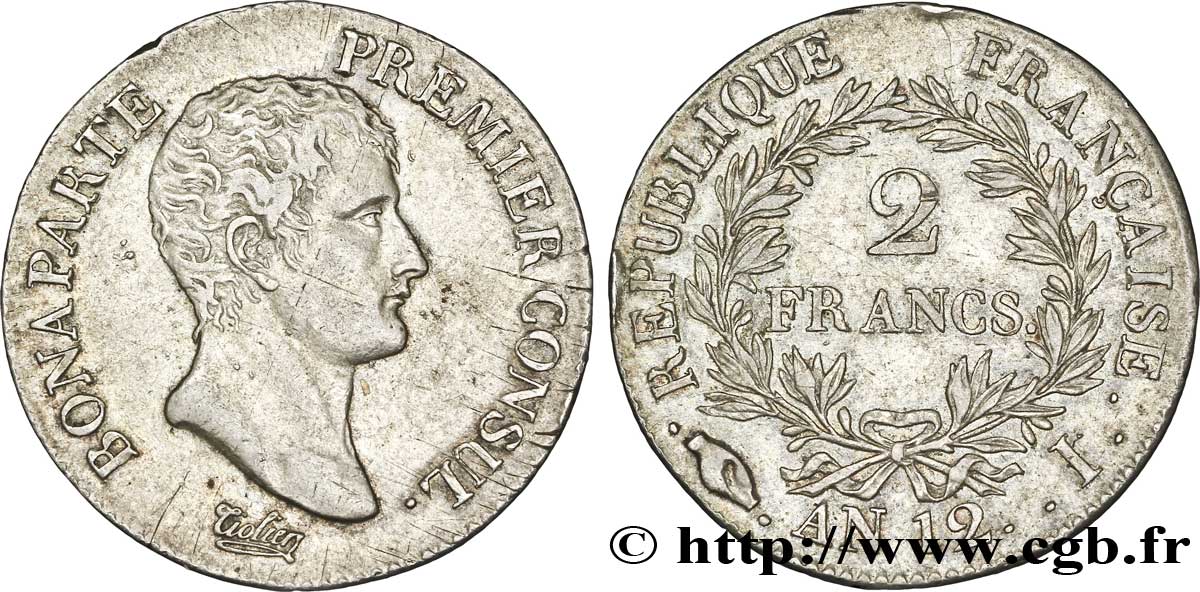 2 francs Bonaparte Premier Consul 1804 Limoges F.250/6 TTB 