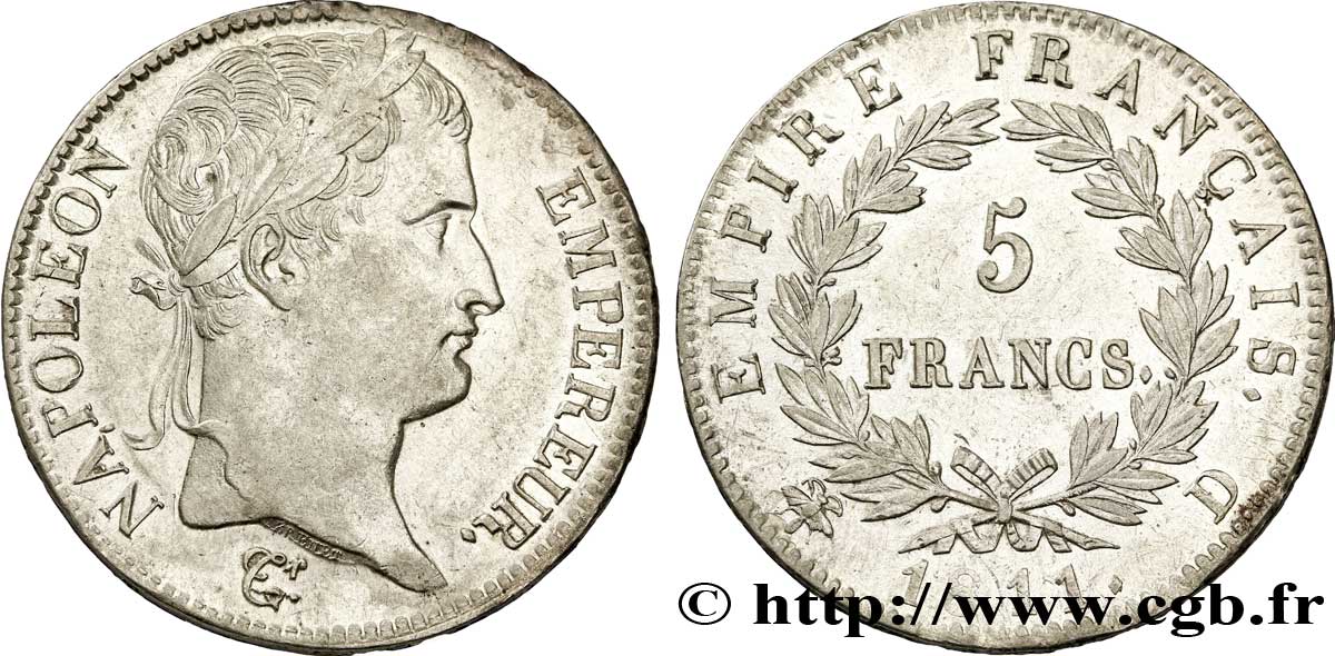5 francs Napoléon Empereur, Empire français 1811 Lyon F.307/30 SUP 