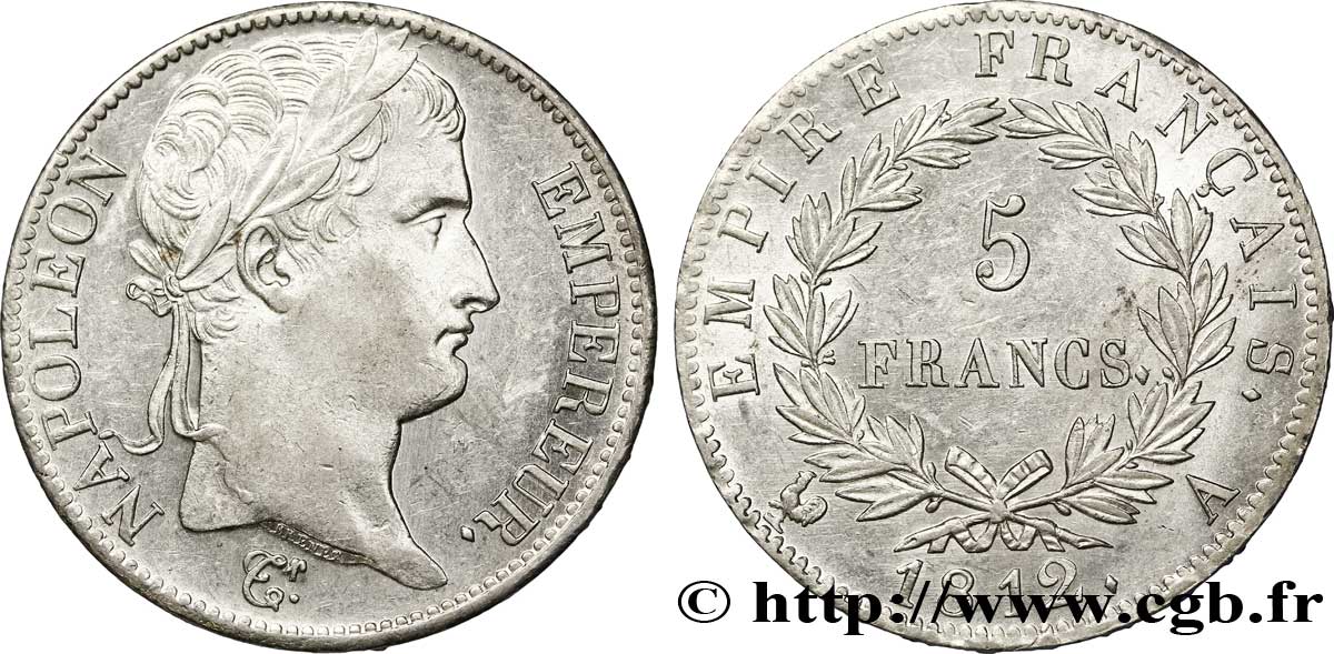 5 francs Napoléon Empereur, Empire français 1812 Paris F.307/41 SPL 