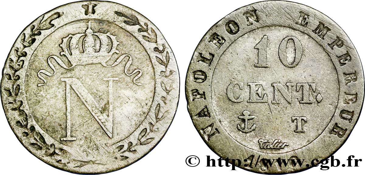 10 cent. à l N couronnée 1810 Nantes F.130/24 TB 