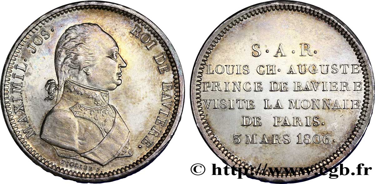 Monnaie de visite, module de 2 francs, pour Maximilien de Bavière 1806 Paris VG.1505  SPL 
