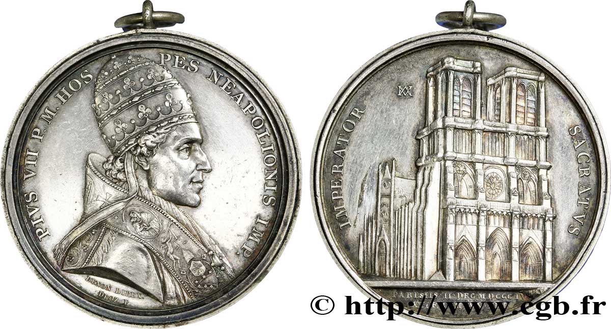 PRIMO IMPERO Médaille AR 42, Sacre de Napoléon Ier par Pie VII AU