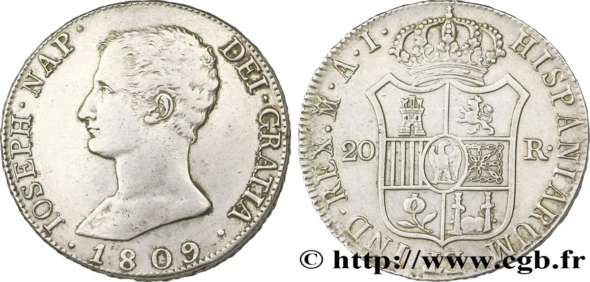 20 reales  1809 Madrid VG.2066  XF 