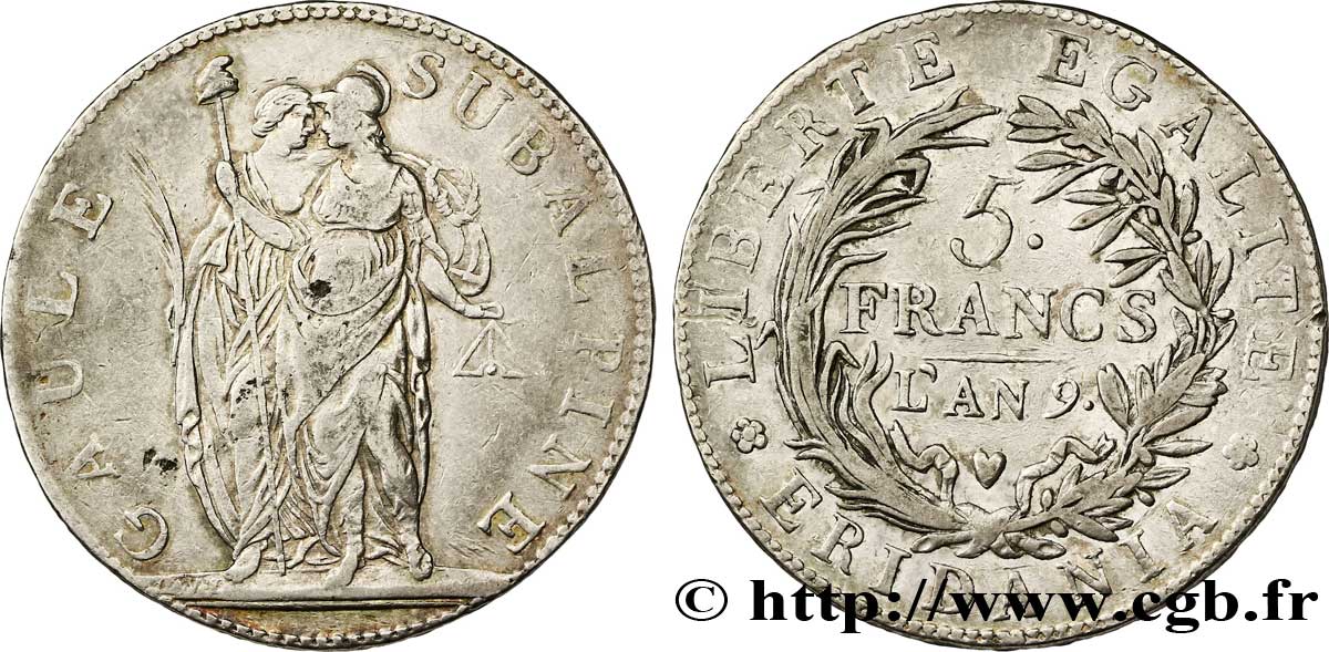 5 francs 1801 Turin VG.843  MBC 