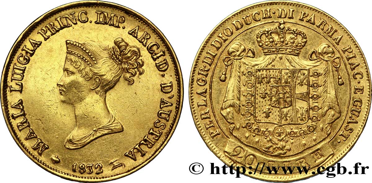 20 lire or 1832 Milan VG.2400  MBC 