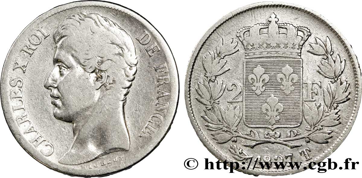 2 francs Charles X 1827 Nantes F.258/34 B 