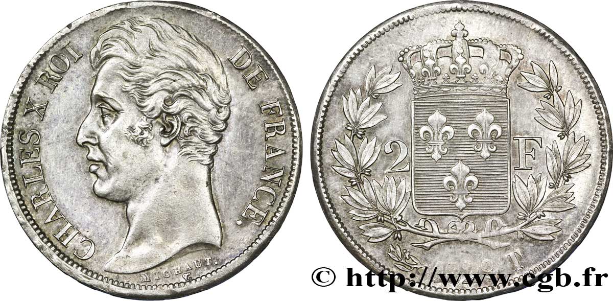 2 francs Charles X 1829 Nantes F.258/60 EBC 