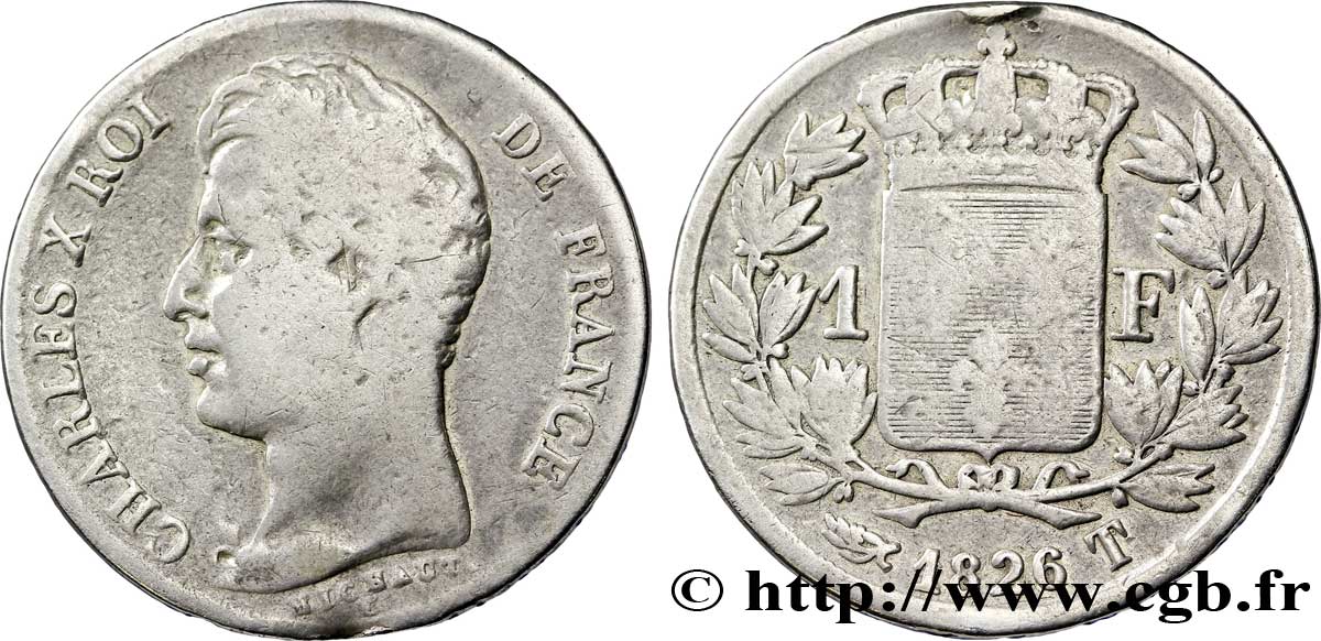 1 franc Charles X 1826 Nantes F.207/23 VG 