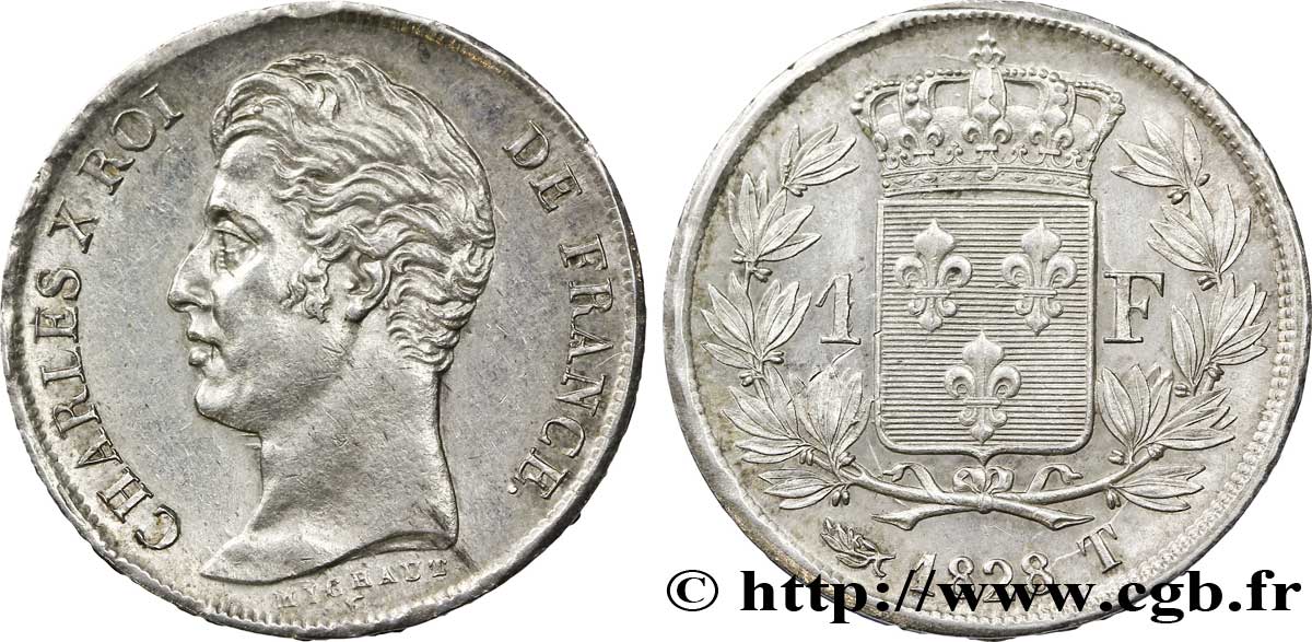 1 franc Charles X 1828 Nantes F.207/47 SPL 