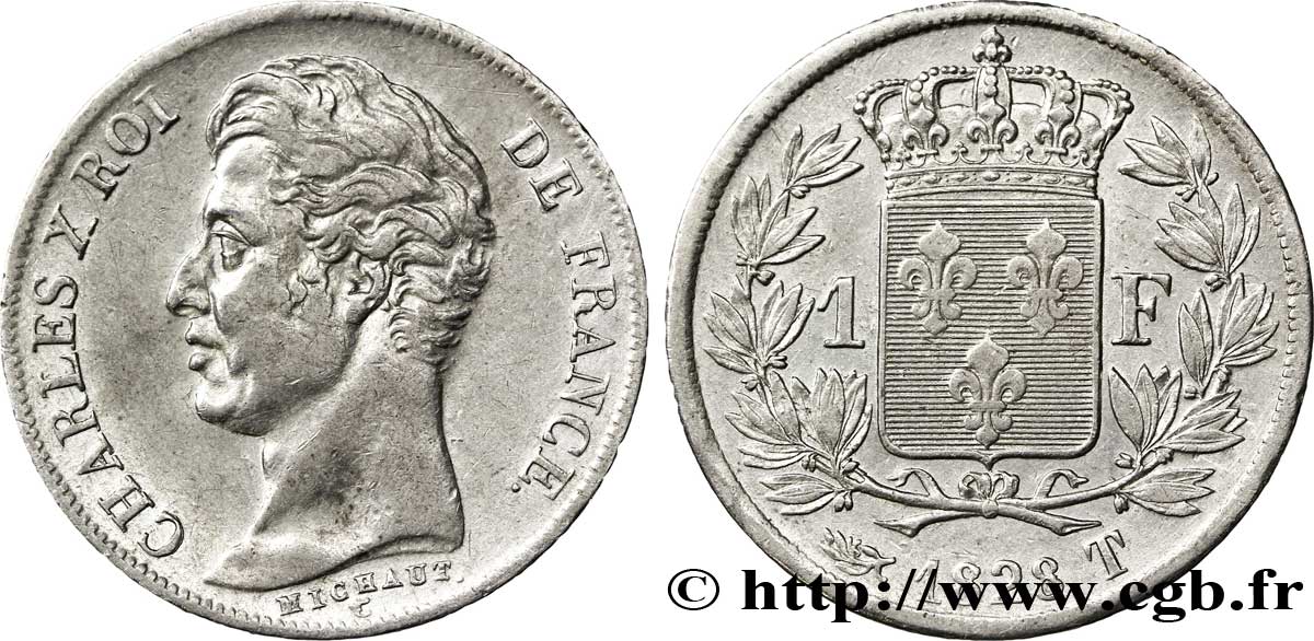 1 franc Charles X 1828 Nantes F.207A/11 SS 