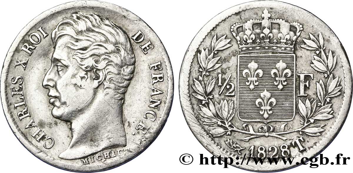 1/2 franc Charles X 1828 Nantes F.180/35 TTB 