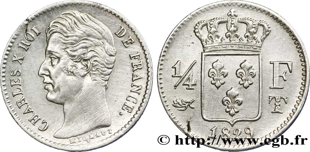 1/4 franc Charles X 1829 Nantes F.164/37 XF 