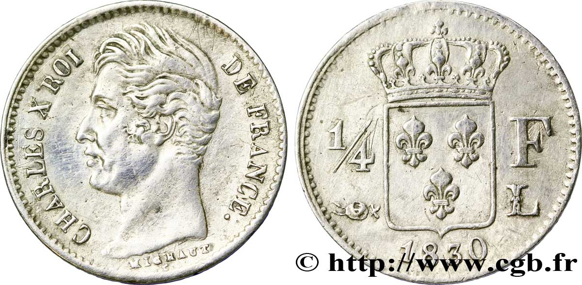 1/4 franc Charles X 1830 Bayonne F.164/41 TTB 