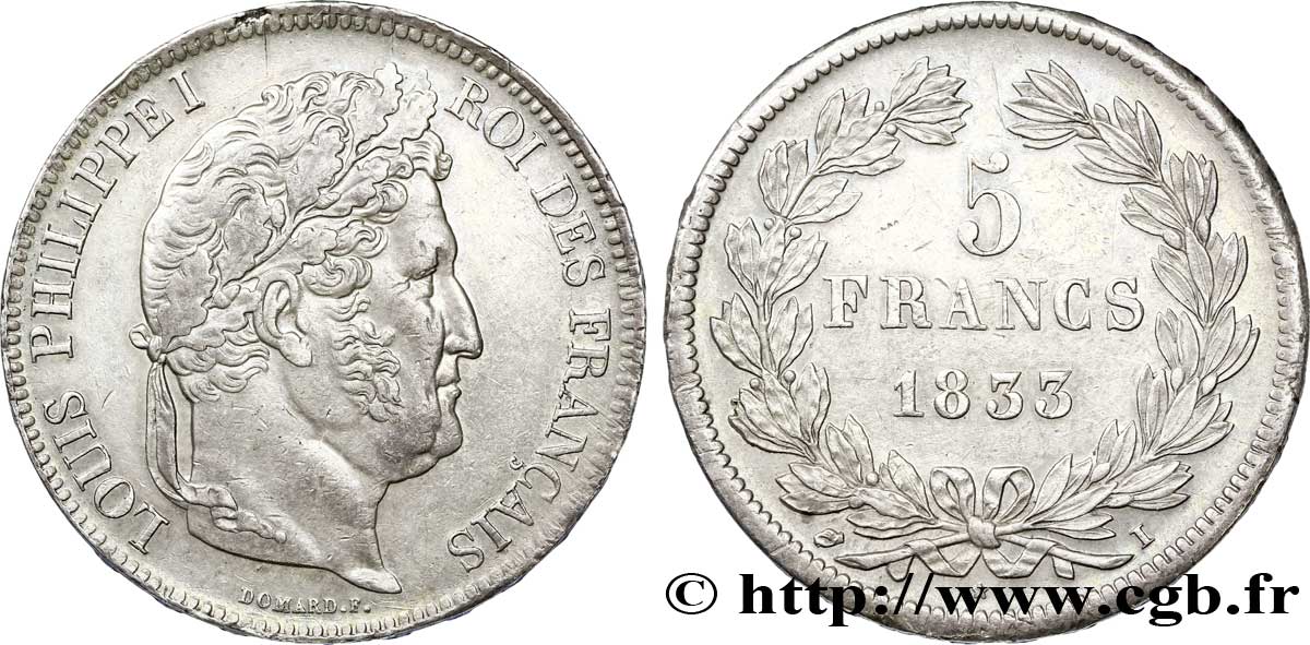 5 francs IIe type Domard 1833 Limoges F.324/20 SUP 
