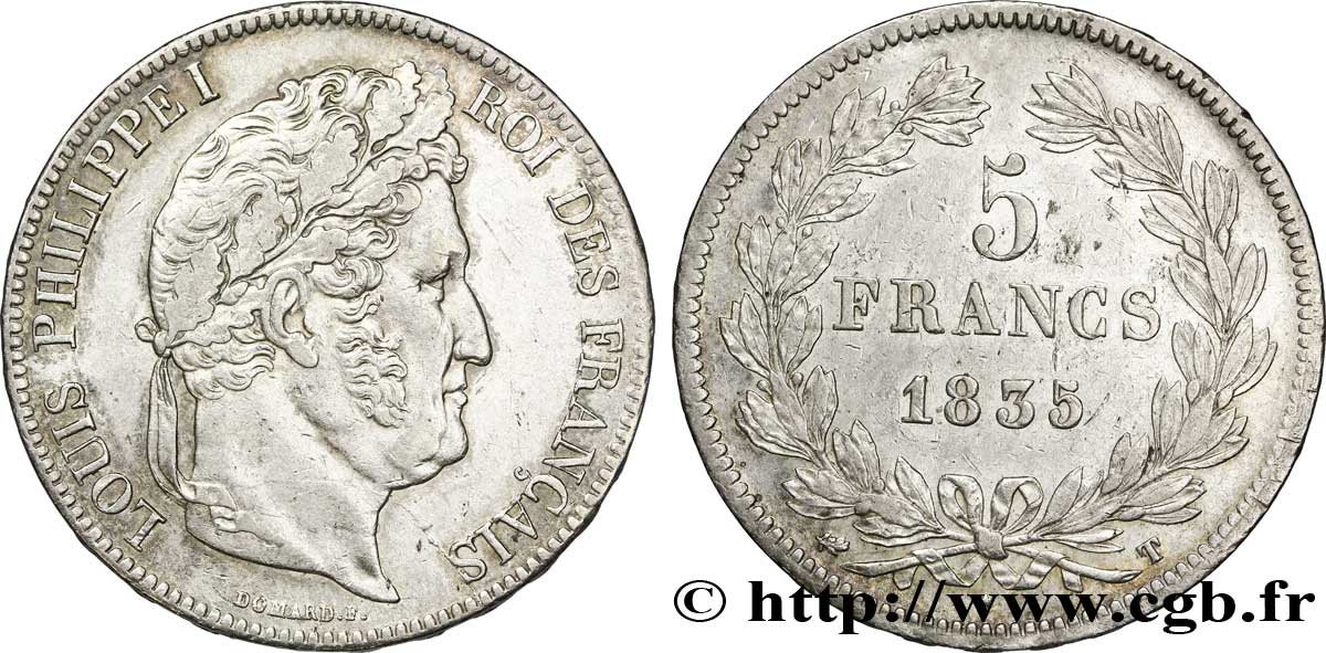5 francs IIe type Domard 1835 Nantes F.324/51 XF 