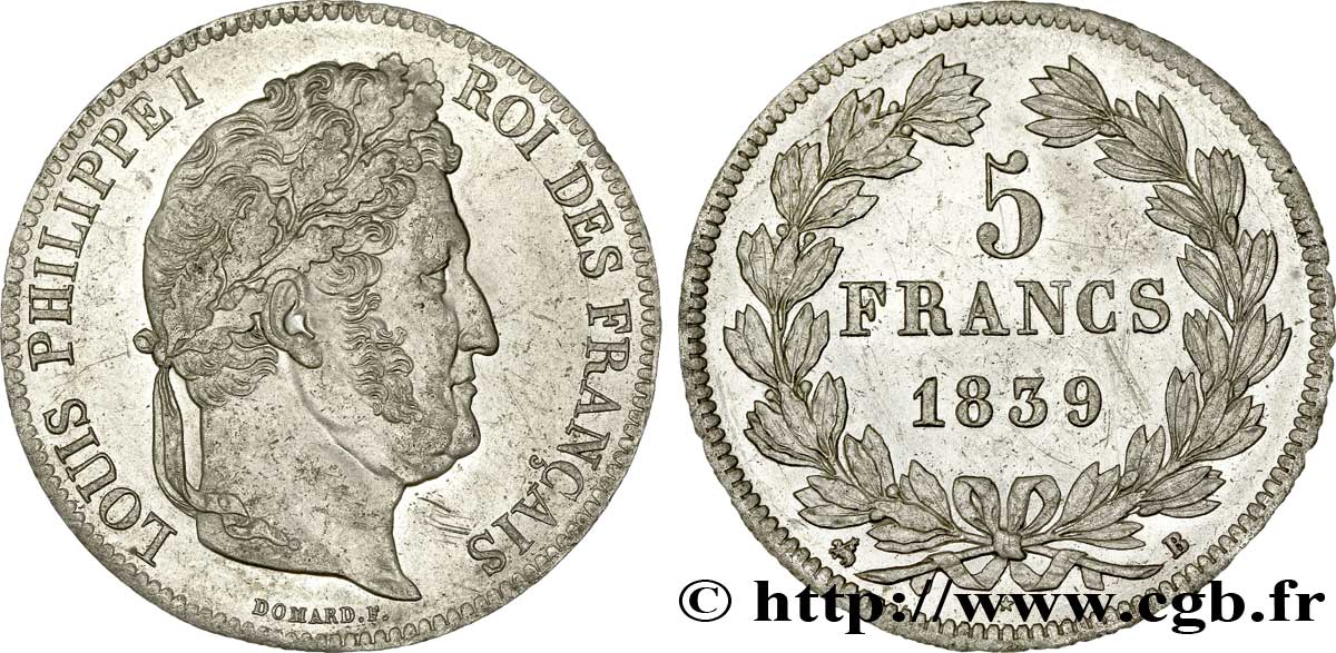 5 francs IIe type Domard 1839 Rouen F.324/76 SUP 