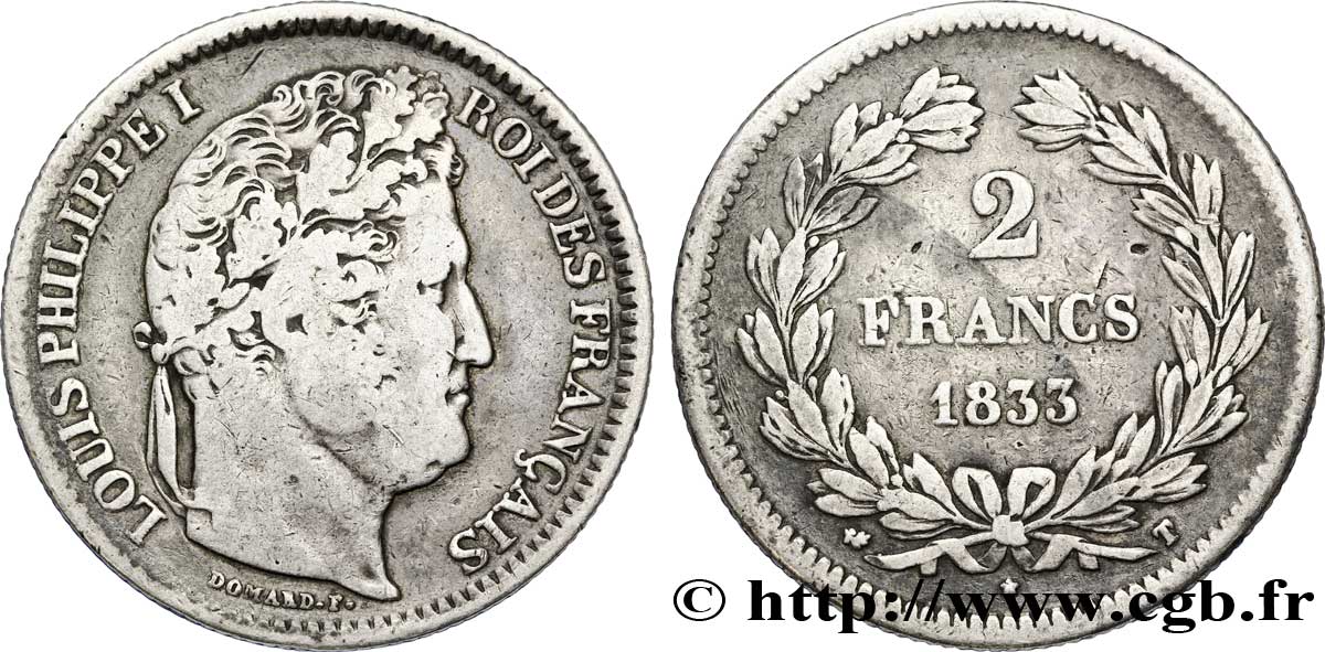 2 francs Louis-Philippe 1833 Nantes F.260/27 TB 