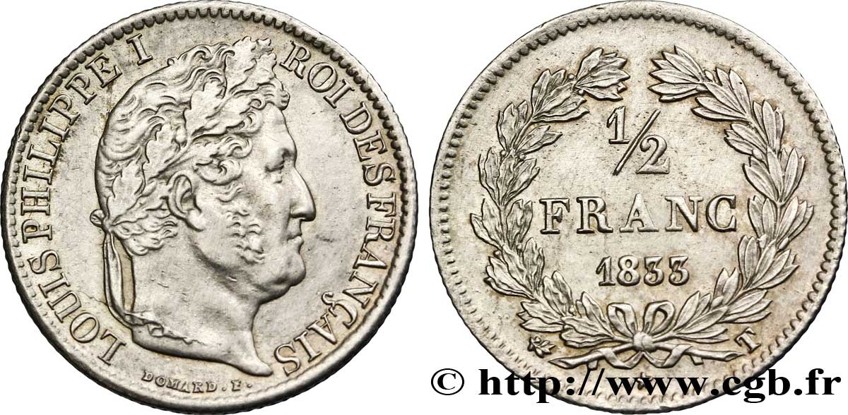 1/2 franc Louis-Philippe 1833 Nantes F.182/38 TTB 