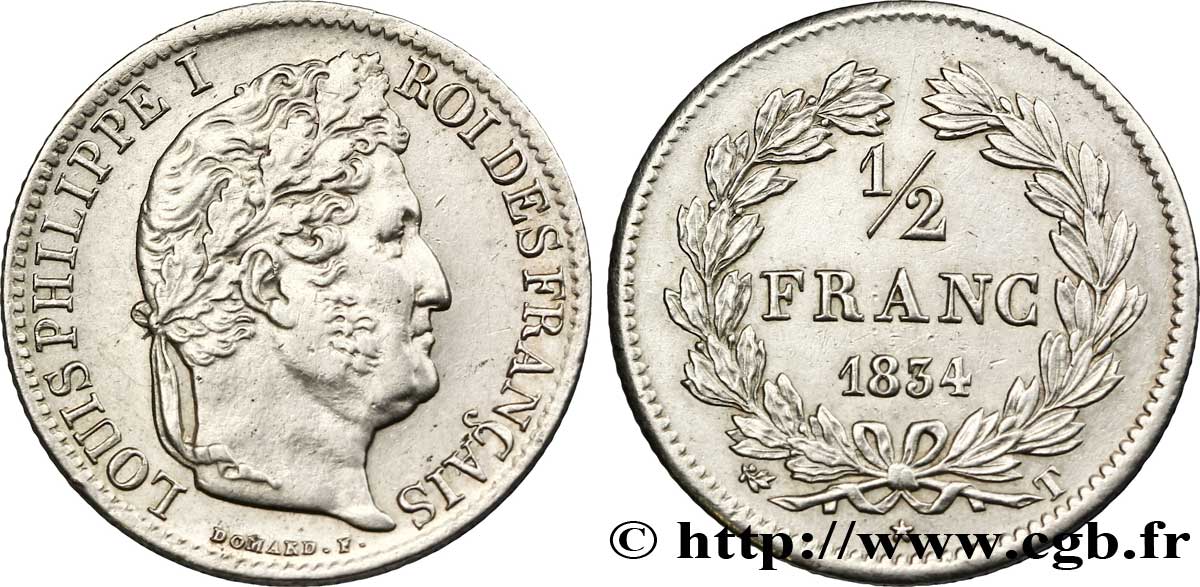 1/2 franc Louis-Philippe 1834 Nantes F.182/51 TTB 