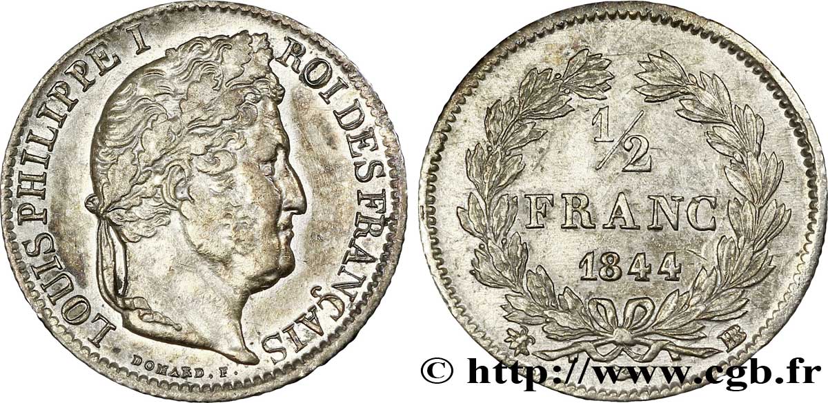 1/2 franc Louis-Philippe 1844 Strasbourg F.182/105 TTB 