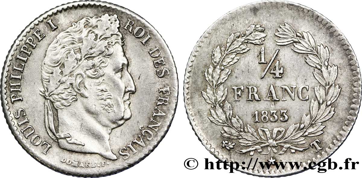 1/4 franc Louis-Philippe 1833 Nantes F.166/35 SUP 