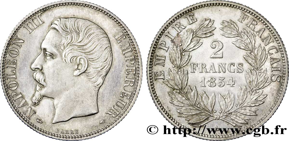 2 francs Napoléon III, tête nue 1854 Paris F.262/2 SUP 