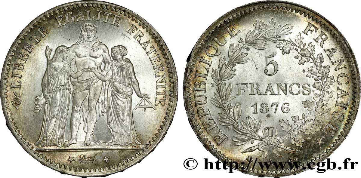 5 francs Hercule 1876 Paris F.334/17 SPL 