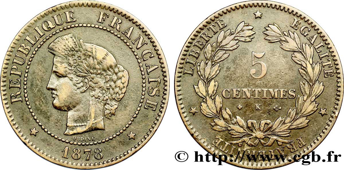 5 centimes Cérès 1878 Bordeaux F.118/18 TB 