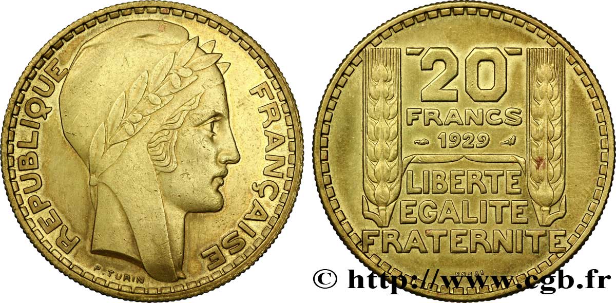 Essai de 20 francs Turin en bronze-aluminium 1929  VG.5242  SUP 
