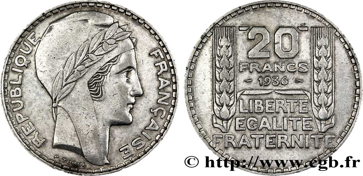 20 francs Turin 1936  F.400/7 TTB 