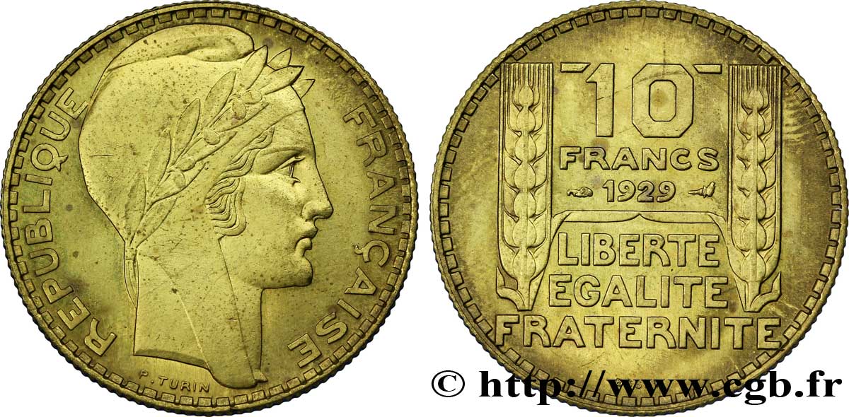 Concours de 10 francs, essai de Turin en bronze-aluminium 1929  VG.5243  SUP 