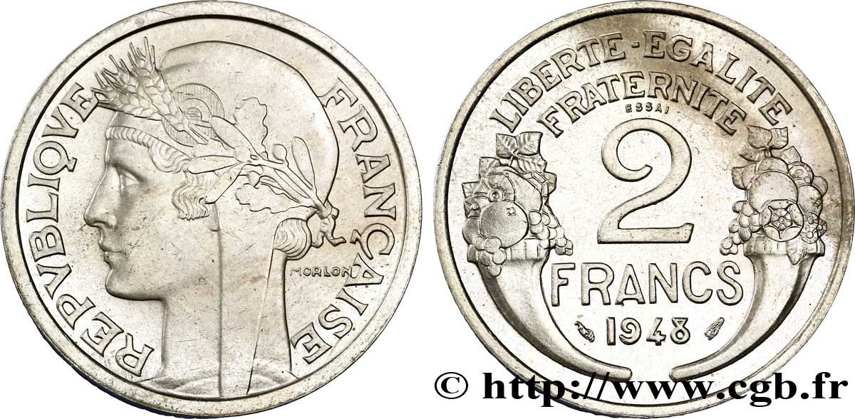 Essai de 2 francs Morlon, cupro-nickel, 9,5 g 1948 Paris G.538 b MS 
