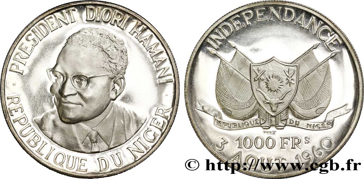 NIGER - REPUBLICA - HAMANI DIORI Essai de 1000 francs 1960 Paris SC 